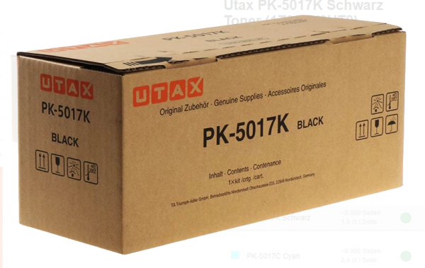 UTAX PK-5017K Toner Black für Utax P-C3062DN Utax P-C3066i 1T02TV0UT0