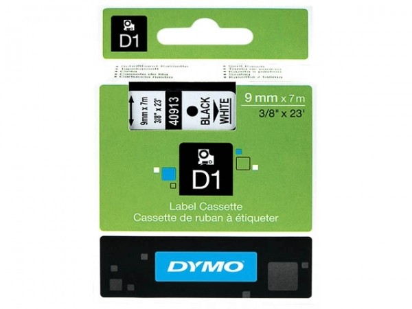 Dymo Schriftband D1 41913 (40913) S0720680, 9 mm schwarz auf weiß