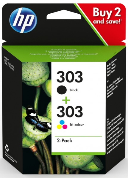 HP Tintenpatrone 303 2-Pack black + tri-color 3YM92AE für Envy Photo 6220 6222 6230 6232 6234 6255
