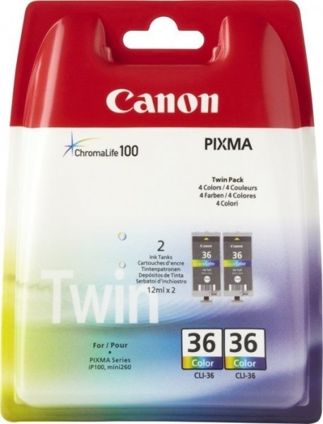 Canon CLI-36 Tinte Color Twin-Pack Pixma IP100 iP110 Pixma Mini 260 Pixma Mini 320 1511B018