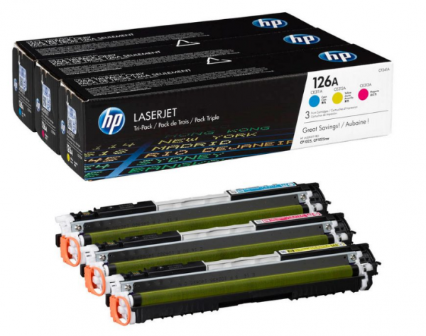 HP 126A Toner Dreierpack für Color LaserJet CP1025 M175 CF341A