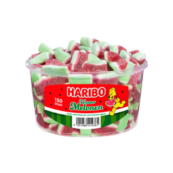 Haribo Wasser Melonen 150 Stück Dose 1.050g Fruchtgummi mit Schaumzucker