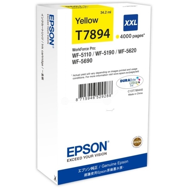 Epson T7894 Tinte XXL Yellow WF-5110DW WF-5190DW WF-5620DWF WF-5690DWF