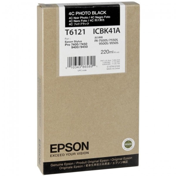 Epson Tintenpatrone T6121 schwarz für Stylus Pro 7400 Pro 7450 Pro 9400 Pro 9450 C13T612100