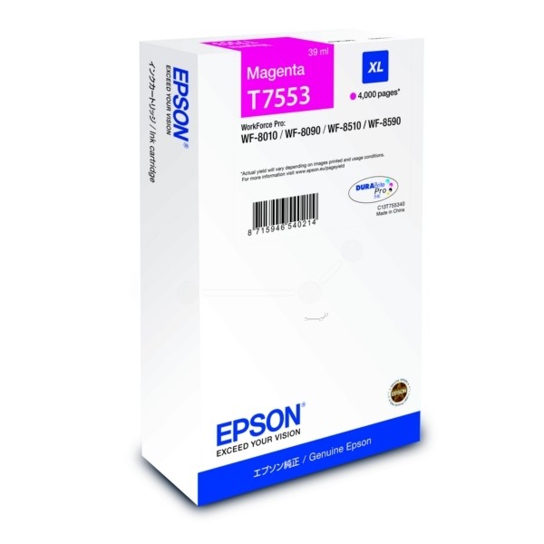 Epson T7553 Tinte Magenta XL WorkForce Pro WF-8010DW WF-8090 WF-8510DWF