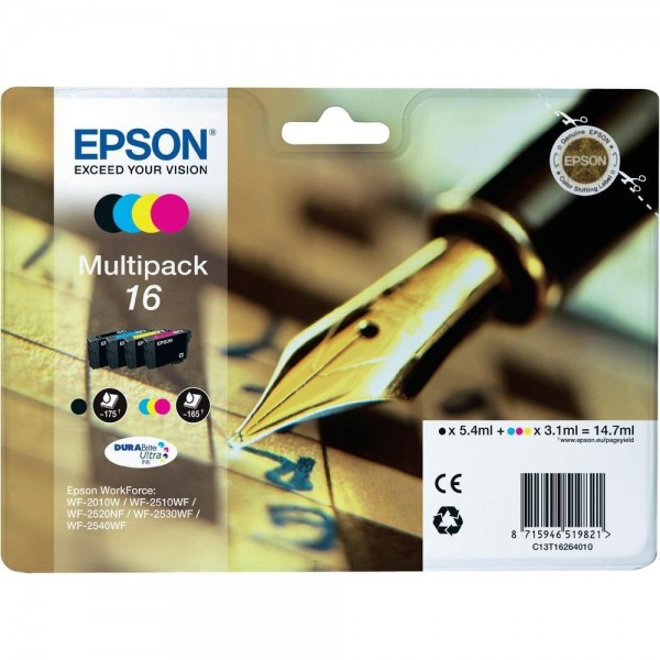 Epson Tintenpatrone 16 Multipack WF-2010W WF-2510WF WF-2520NF WF-2530WF WF-2540WF 2630WF 2650WF