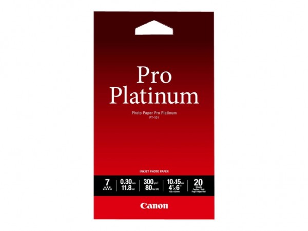 Canon PT-101 Pro Platinum Fotopapier Inkjet 300g/m² 10x15cm 20 Blatt 1er-Pack