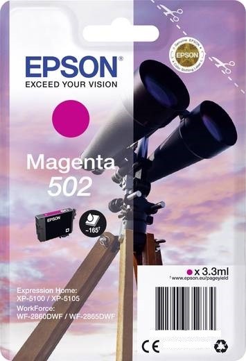 Epson 502 Tinte Magenta C13T02V34020 Expression Home XP-5100 XP-5105 WorkForce WF-2860DWF WF-2865DWF