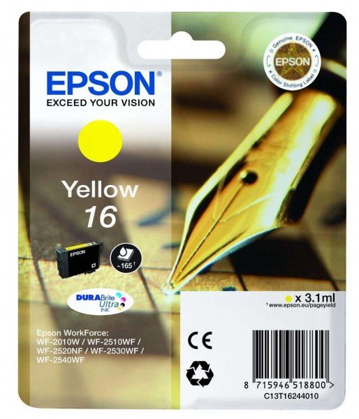 Epson T16 Tinte Yellow Epson WF-2010W WF-2510WF WF-2520NF WF-2530WF WF-2540WF 2630WF 2650WF 2750