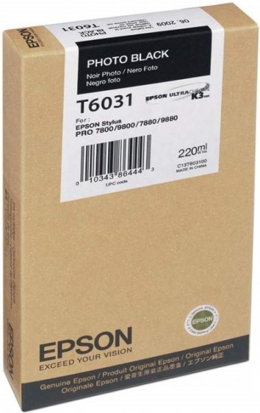 Epson Tintenpatrone T6031 Photo Black für Stylus Pro 7800 7880 9800 9880