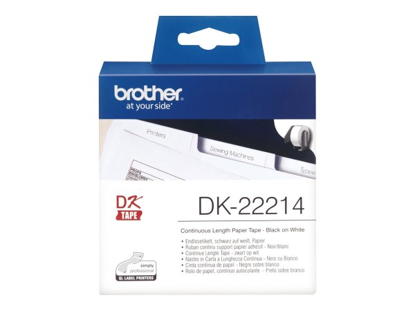Brother P-Touch DK-22214 12mm x 30.48m Endlosetiketten schwarz auf weiß