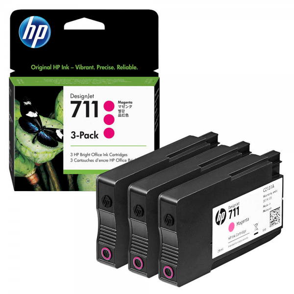 HP 711 Tinte Magenta CZ135A Standardkapazität 3er-Pack T120 ePrinter T520