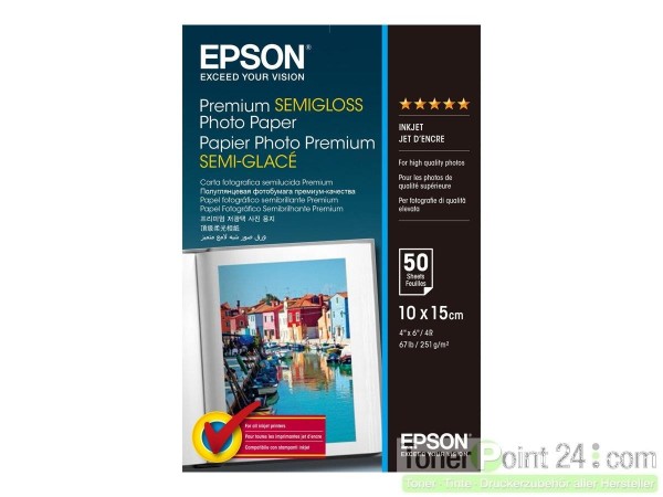 EPSON S041765 Premium Semigloss Fotopapier inkjet 251g/m² 100x150mm 50 Blatt