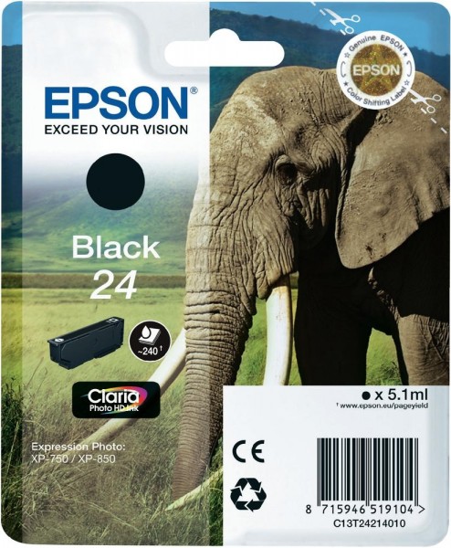 Epson Tintenpatrone 24 Black für Expression Photo XP-750 XP-850