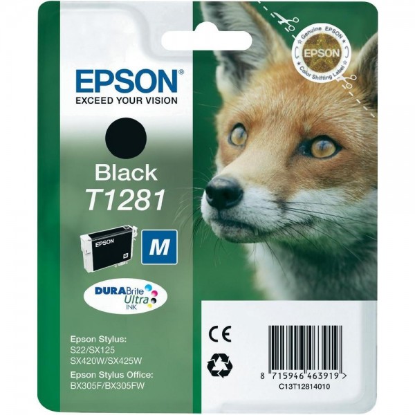 Epson Tinte Fuchs Black T1281 für SX125 SX420W BX305F