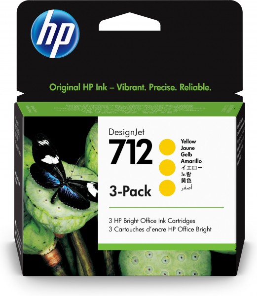 HP 712 Tinte 3-Pack gelb 3ED79A 29 ml für DesignJet T210 T230 T650