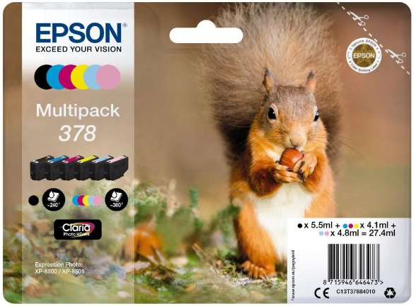 Epson T378 Tinte Multipack Expression Photo XP-8500 XP-8505 C13T37884010