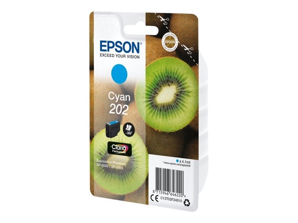 Epson 202 Kiwi Tinte Cyan Expression Premium XP-6000 XP-6005 C13T02F24010