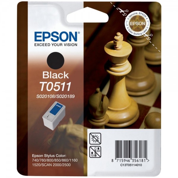 Epson Tintenpatrone T0511 Black für Stylus Color 740 760 800 850 860 1160