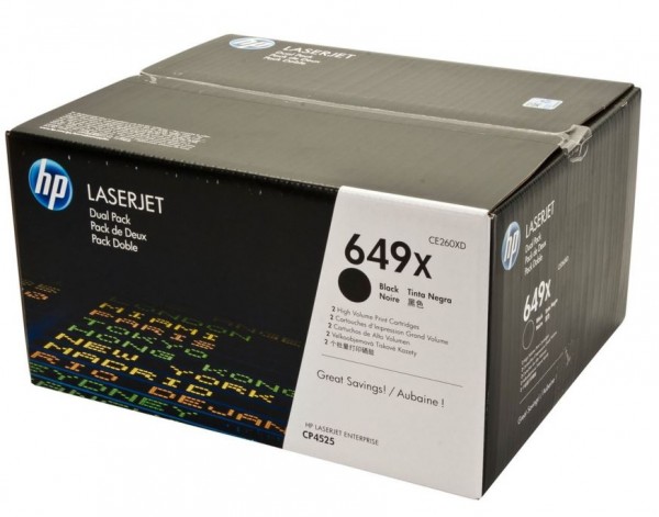HP 649X Toner Black CE260XD HP Color LaserJet CP4520 CP4525 Doppelpack
