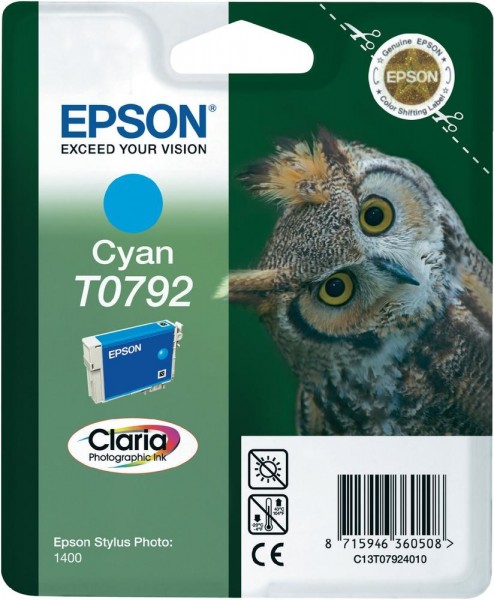Epson Eule Tintenpatrone Cyan 11ml für Stylus Photo 1400 1500 PX650 PX700 PX800 PX830