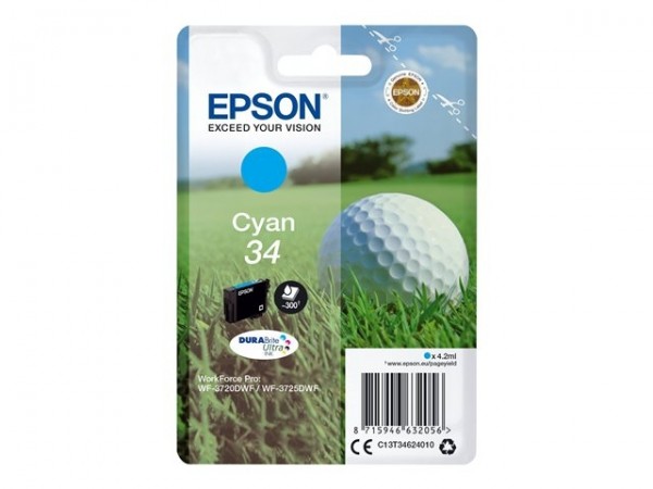 Epson Tintenpatrone T34 Cyan für WorkForce Pro WF-3720DWF WF-3725DWF