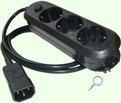 Online USV-Stromadapter bis 2kVA 10A C14 Stecker auf 3x Schuko