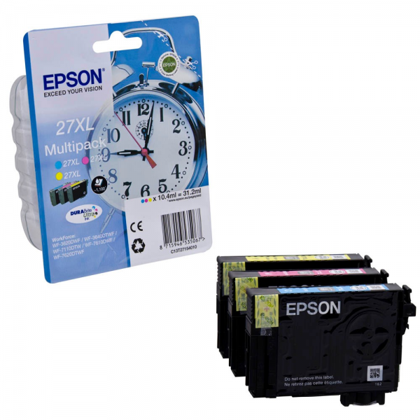 Epson T2715XL Tintenpatronen 27XL Tri-Pack für WorkForce WF-3620DWF 3640DTWF 7710dwf