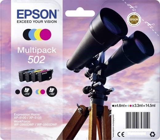 Epson 502 Tinte Multipack C13T02V64020 Expression Home XP-5100 XP-5105 WorkForce WF-2860DWF WF-2865D