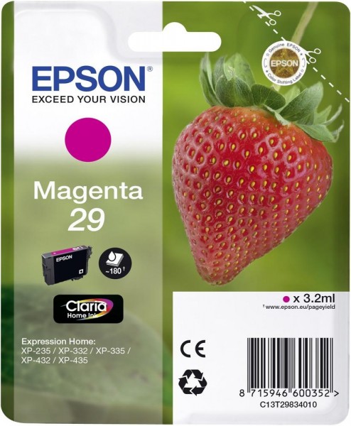 Epson Tinte Erdbeere 29 Magenta Claria Home Singlepack XP-235 XP-332 XP-345 XP-432