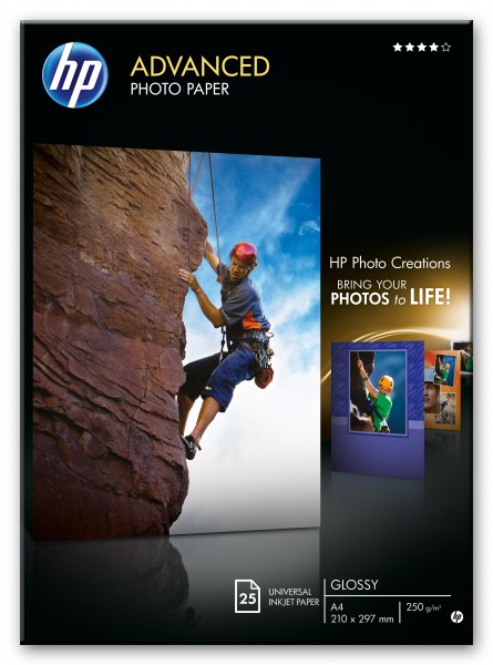 HP Q5456A Advanced glänzend FotoPapier inkjet 250g/m2 A4 25 Blatt 1er-Pack