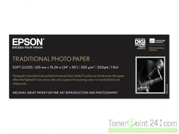 EPSON S045055 Traditional Fotopapier inkjet 330g/m² 610mm x 15m 1 Rolle 1er-Pack