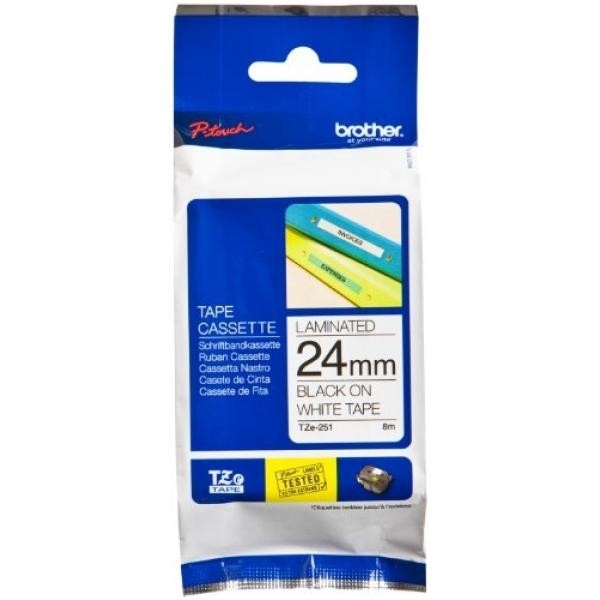 Brother TZE-251 PTouch schwarz auf weiss 24mm PT-1300 PT-1600 PT-2030 PT-2200 PT-2400 PT-320