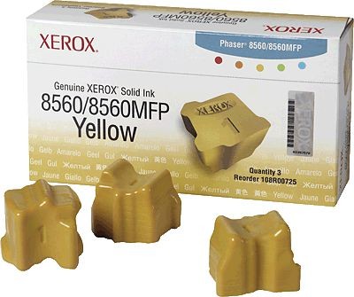 XEROX 108R00725 PH8560 8560MFP Solid Ink 3 Sticks Yellow