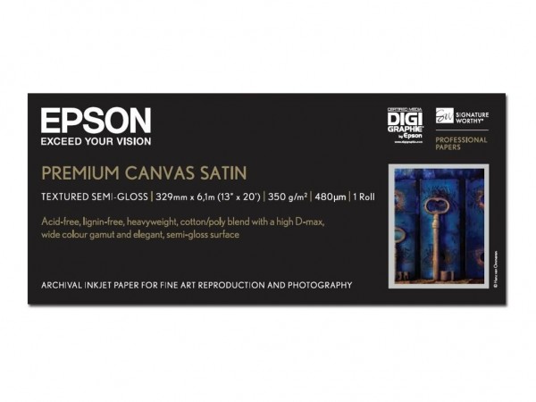 EPSON S041845 Premier Art Water Resistant Canvas Inkjet 350g/m² 330mm x 6.1m 1 Rolle