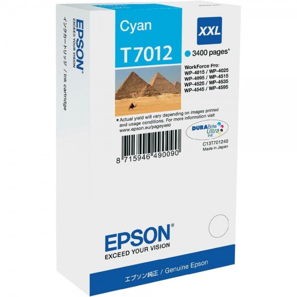 Epson Tintenpatrone T7012 Cyan XXL für WorkForce Pro WP-4525DNF WP-4595DNF WP-4525DNF