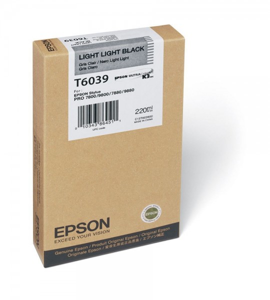 Epson Tintenpatrone T6039 Light Light Black für Stylus Pro 7800 7880 9800 9880