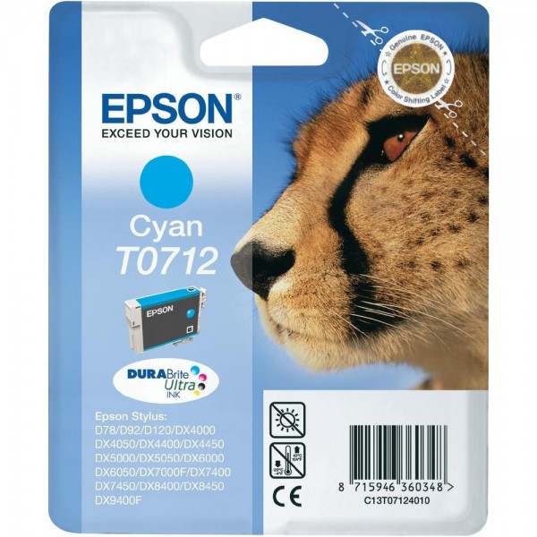 Epson Tintenpatrone T0712 Cyan für Stylus D78 D92 D120 DX4000