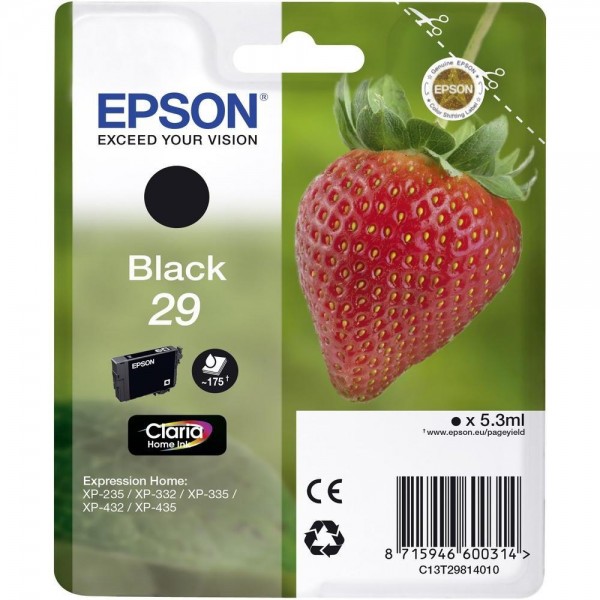 Epson Tinte Erdbeere 29 Black Claria Home XP-235 XP-335 XP-435