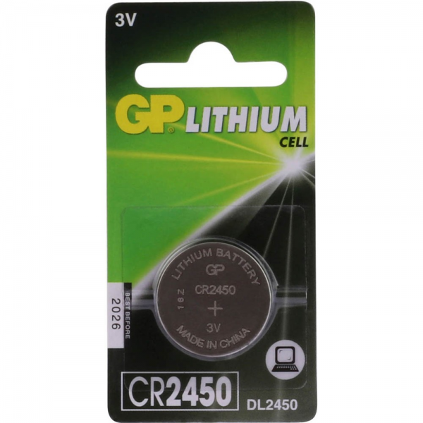 GP Lithium Knopfzelle CR2450 3 Volt 600mAh z.B. für OOONO