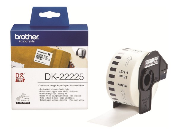 Brother P-Touch DK-22225 38 mm x 30.5 m Endlosetiketten schwarz auf weiß