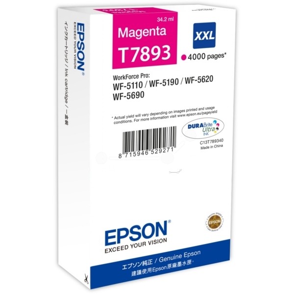 Epson T7893 Tinte XXL Magenta WF-5110DW WF-5190DW WF-5620DWF WF-5690DWF