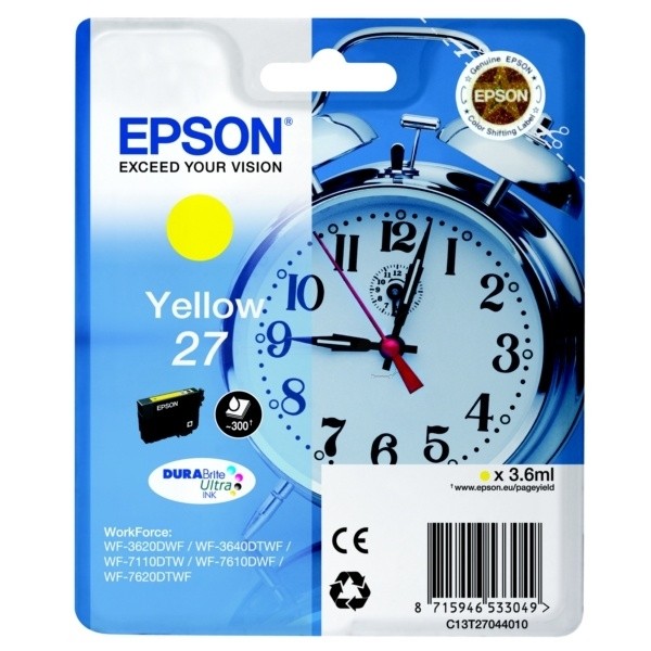 Epson Tinte 27 Yellow WorkForce WF-3620DWF WF-3640DTWF WF-7620 WF-7710 WF-7720