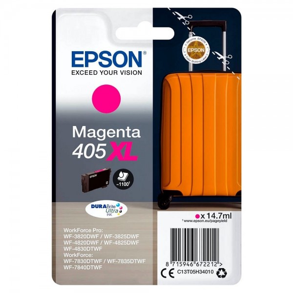 Epson Tintenpatrone 405XL magenta C13T05H34010 für WorkForce Pro WF-C3820DWF WF-C3825DWF WF-C4820DWF