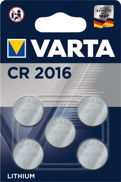 Varta CR2016 Knopfzelle Lithium 5er Blister 3 Volt