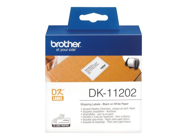 Brother P-Touch DK-11202 62mm x 100mm Einzeletiketten schwarz auf weiß