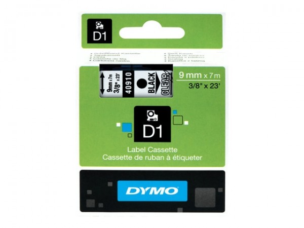 Dymo D1 S0720670 Schriftband 9mm schwarz-klar 40910 - 7m DYMO Lettering-System POCKET 3500 4500 5500