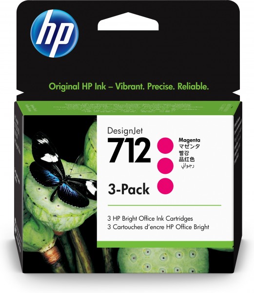 HP 712 Tinte 3-Pack magenta 3ED68A 29 ml für DesignJet T210 T230 T650