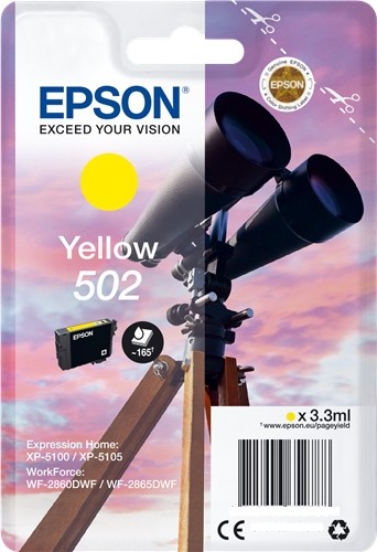 Epson 502 Tinte Yellow C13T02V44020 Expression Home XP-5100 XP-5105 WorkForce WF-2860DWF WF-2865DWF