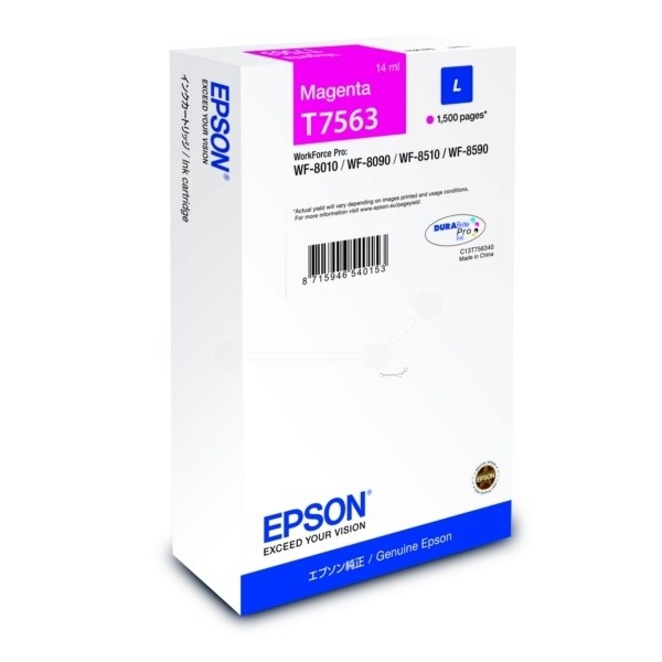 Epson T7563 Tinte Magenta WorkForce Pro WF-8010DW WF-8090 WF-8510DWF